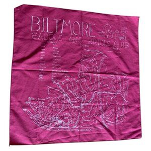 Biltmore Saddle and Bridle Club Maroon Handkerchief Bandana 20.5" x 20.5" Map